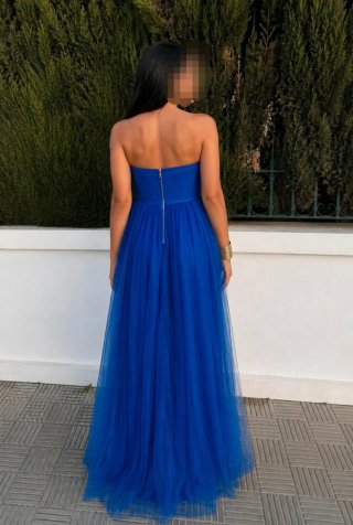 Vestido largo azul eléctrico para ocasiones