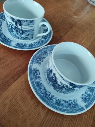 Juego 2 Tazas Café Vintage Porcelana
