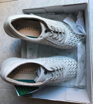 Zapatos Pitillos Beige/Blanco Mujer