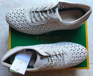 Zapatos Pitillos Beige/Blanco Mujer