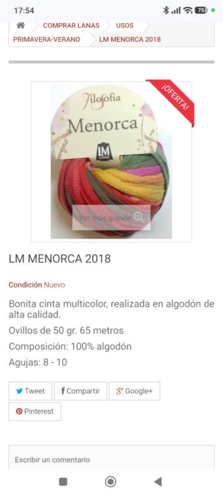 12 Ovillos cinta algodón multicolor 50gr-65mts