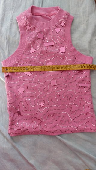 Canotta donna rosa con applicazioni