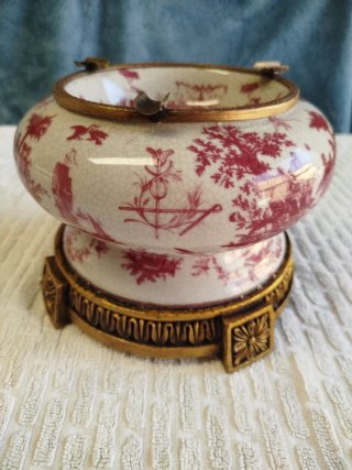 Original cenicero cerámica, escenas Toile de Jouy.