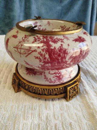 Original cenicero cerámica, escenas Toile de Jouy.