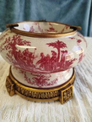 Original cenicero cerámica, escenas Toile de Jouy.
