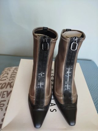 Botines Hispanitas Piel Negros y Bronce Talla 38