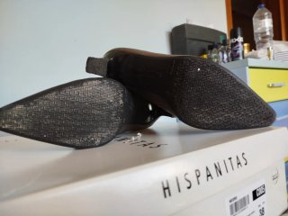Botines Hispanitas Piel Negros y Bronce Talla 38