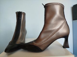 Botines Hispanitas Piel Negros y Bronce Talla 38