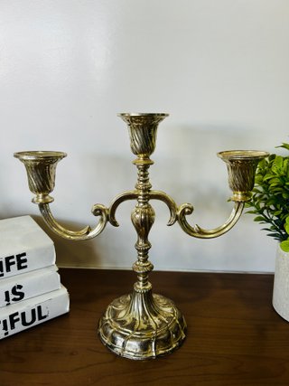 Pareja Candelabros Vintage BMF Alemania Dorado