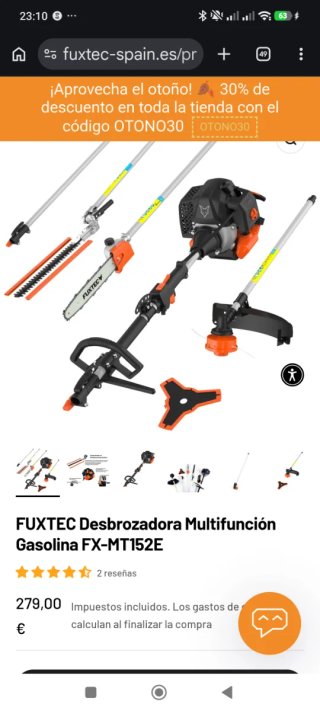 Desbrozadora Fuxtec Multifunción Gasolina FX-MT152