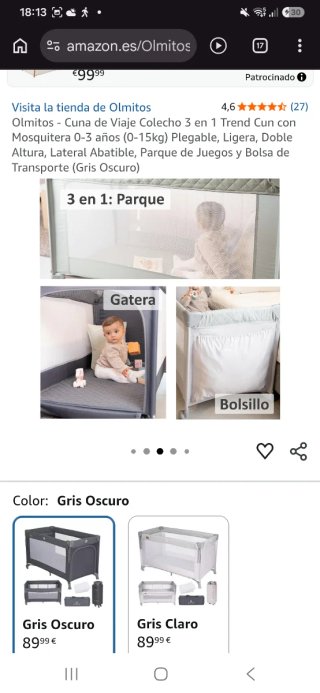 Cuna de viaje Mobiclinic 3 en 1