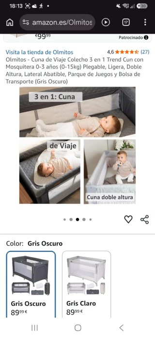 Cuna de viaje Mobiclinic 3 en 1