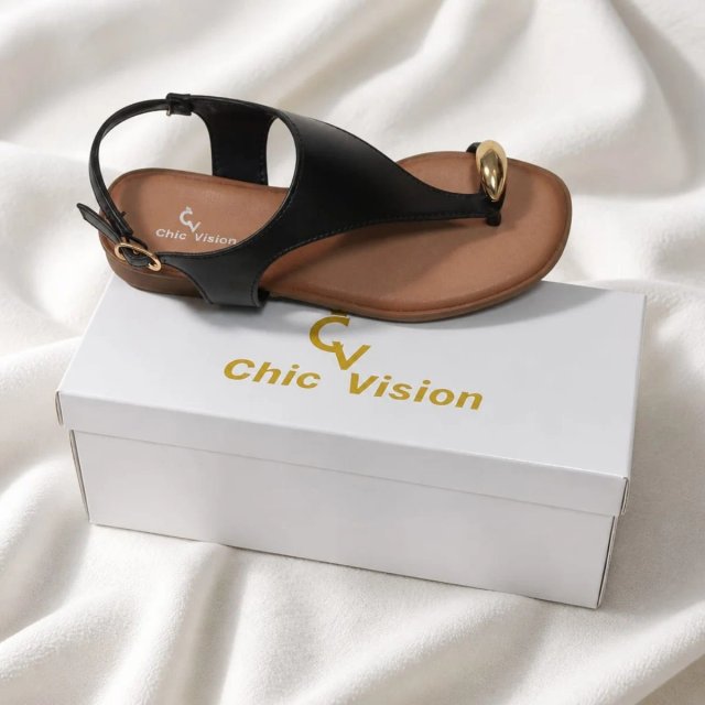 Sandalias Chic Vision Negro y Dorado