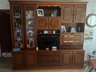 Mueble comedor madera y cristal