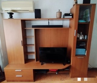 Mueble TV madera y cristal