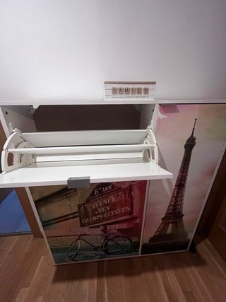 Mueble Zapatero Blanco Temática París