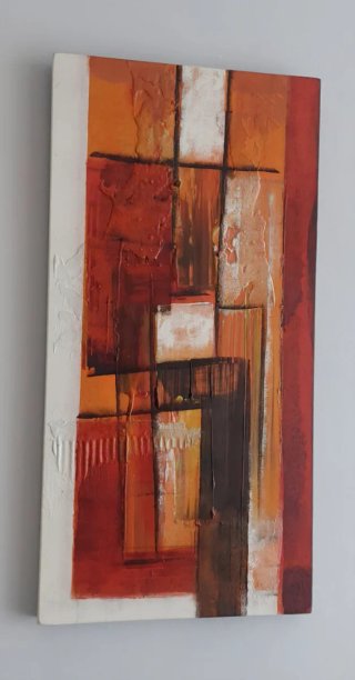 Cuadro triple composición naranja y rojo