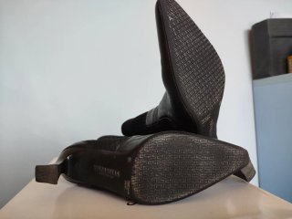 Botines Hispanitas Piel Negra Tejido Talla 38