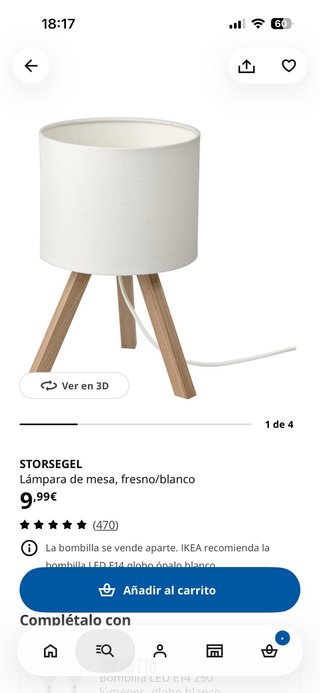 Lámpara de mesa de madera y tela