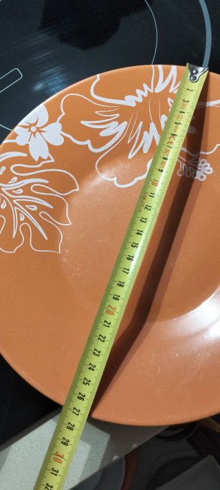 Vajilla 34 piezas flores naranja y blanco