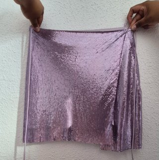 Falda malla rosa metalizada