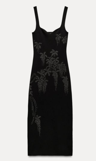 Vestido negro con pedrería talla M