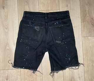Pull&Bear Bermuda Denim Negra Paint Splatter Y2K T