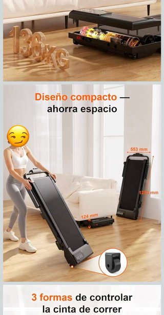 Cinta de correr con barra 1-12km/h
