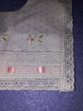 Babero Vintage Bebé Bordado Mano Años 80