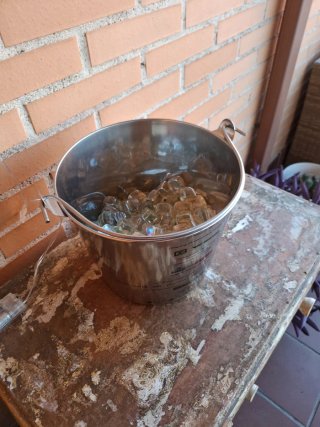 Cubo acero inox con hielos decorativos