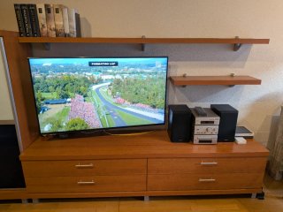 Mueble bajo TV y 2 Estanterías Madera