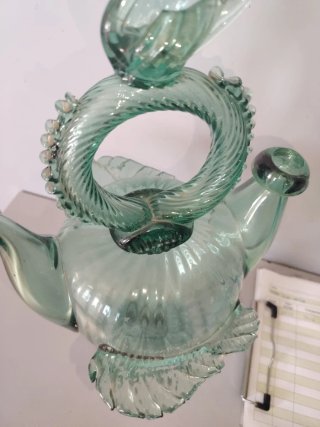 Botijo de bautizo cristal verde cisne