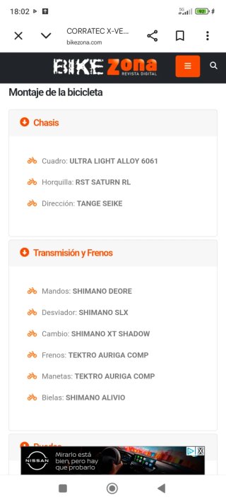 Bicicleta de montaña corratec x-vert expert
