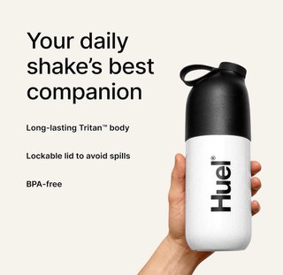 Botella mezcladora Huel Shaker 500ml blanco-negro