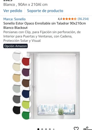 Estor Opaco Enrollable Sonello 90x210cm Blanco
