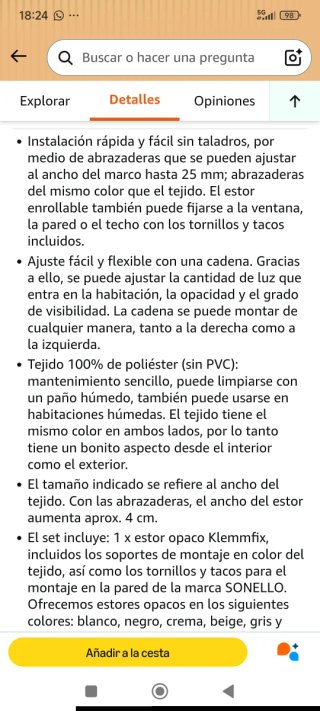 Estor Opaco Enrollable Sonello 90x210cm Blanco