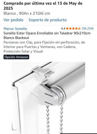 Estor Opaco Enrollable Sonello 90x210cm Blanco