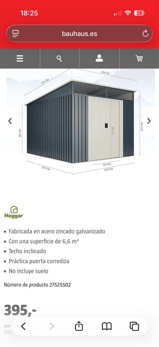 Caseta metálica jardín verde beige