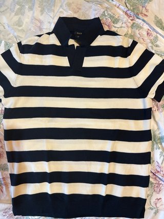 Polo Massimo Dutti Rayas Azul/Blanco