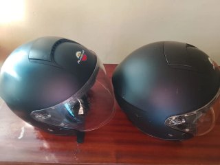 2 Cascos Moto Negro Visera Transparente