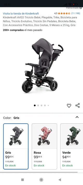 Triciclo Evolutivo Kinderkraft Gris