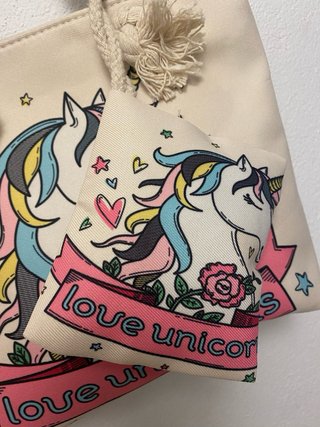 Bolso playa niña con monedero unicornio