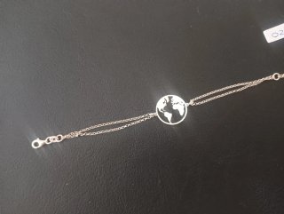 Pulsera Plata Mapa Mundo