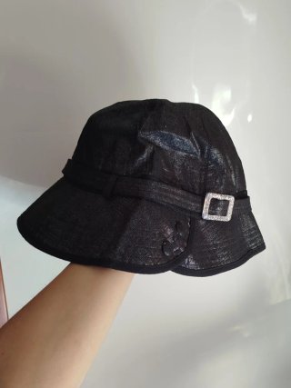 Gorro/sombrero pesquero chic plateado y negro