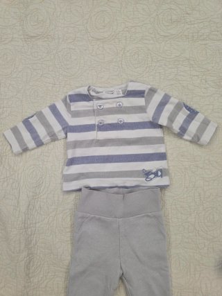 Conjunto Mayoral bebé 1-2 meses rayas y avión