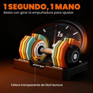 Mancuerna Ajustables 5 en 1 (5-25 kg) con Base
