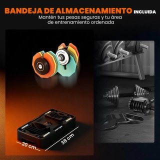 Mancuerna Ajustables 5 en 1 (5-25 kg) con Base