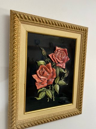 Cuadro Rosas Relieve Hecho a Mano