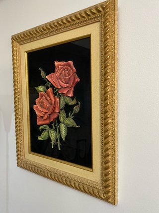 Cuadro Rosas Relieve Hecho a Mano