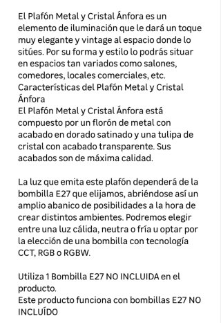 Pack 2 Plafones Techo Cristal y Dorado